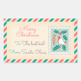 Retro Christmas Postage Briefmarke Labels - Joy Rechteckiger Aufkleber