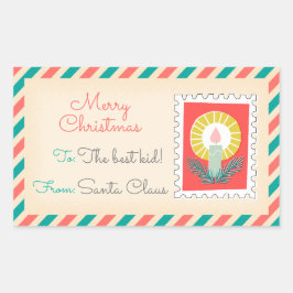 Retro Christmas Postage Briefmarke Labels - Kerze Rechteckiger Aufkleber