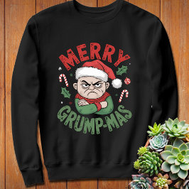 Retro Christmas Pun Funny Merry Grump-mas Sweatshirt