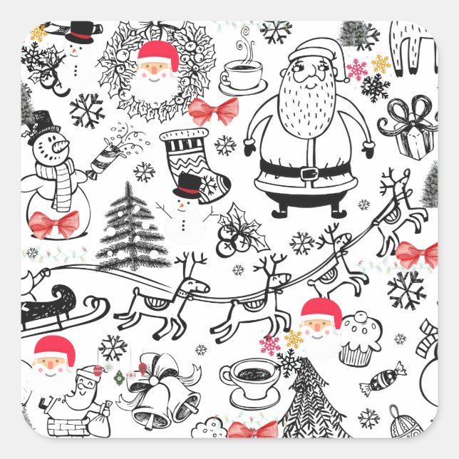 Retro Christmas Quadratischer Aufkleber (Vorderseite)