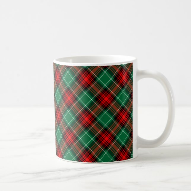 Retro Christmas Red Green Kariert Coffee Tasse (Rechts)
