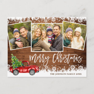 Retro Christmas Red Truck 3 FOTO Grußurlaub Postkarte