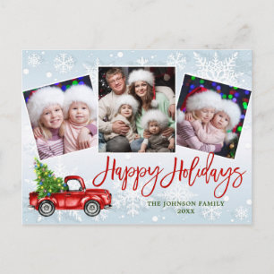 Retro Christmas Red Truck FOTO Gruß Urlaub Postkarte