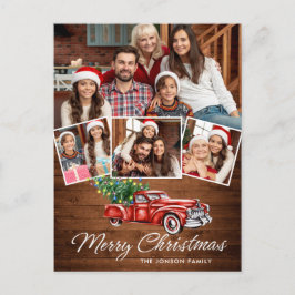 Retro Christmas Red Truck Rustic 4 FOTO Gruß Postkarte