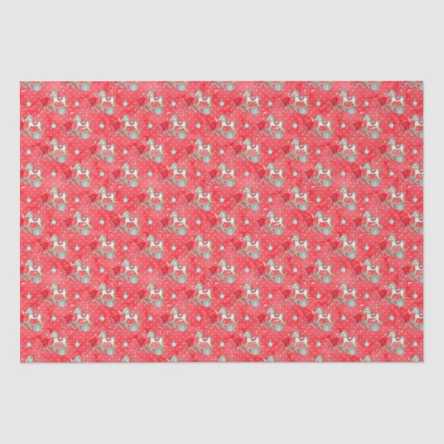 Retro Christmas Rocking Horcking Tissue Seidenpapier (Vorderseite)