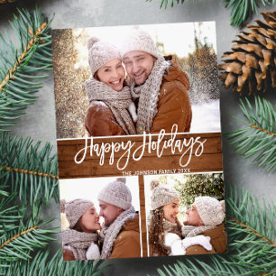 Retro Christmas Rustic 3 FOTO Grußurlaub Postkarte