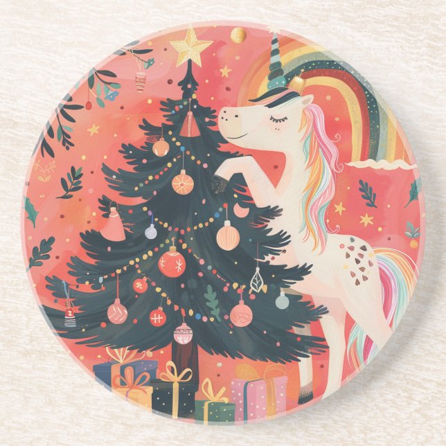 Retro Christmas Sandstone Untersetzer (Vorne)