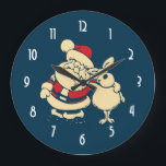 Retro Christmas Santa and his Reindeer Buddy Große Wanduhr<br><div class="desc">Festive Christmas Santa done in retro style. Santa Claus and one of his beloved reindeers,  their arms around each other in a buddy pose.</div>