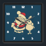 Retro Christmas Santa and his Reindeer Buddy Quadratische Wanduhr<br><div class="desc">Festive Christmas Santa done in retro style. Santa Claus and one of his beloved reindeers,  their arms around each other in a buddy pose.</div>