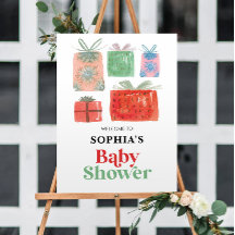 Retro Christmas Santa Baby Dusche Begrüßungszeiche