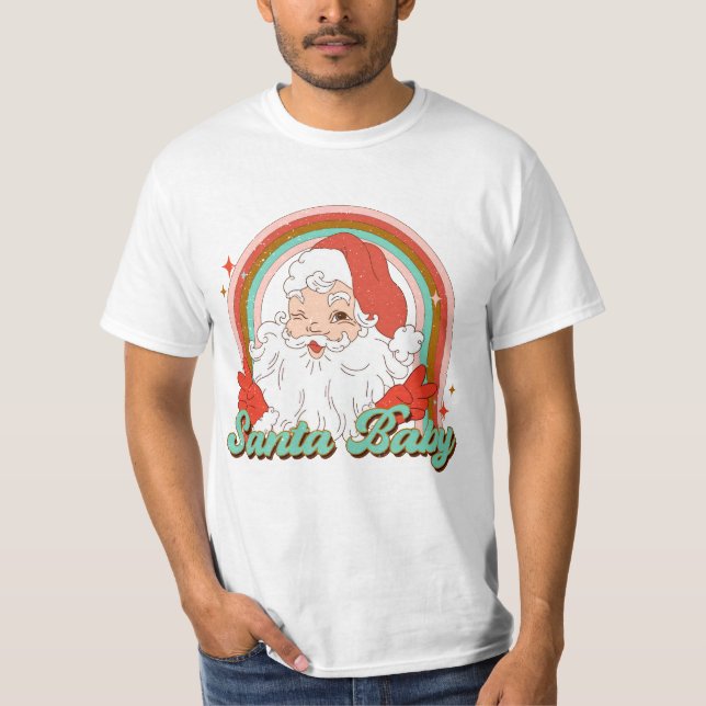 Retro Christmas Santa Baby Groovy Weihnachts Vinta T-Shirt (Vorderseite)