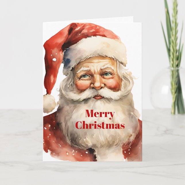 Retro Christmas Santa Claus Feiertagskarte (Vorderseite)