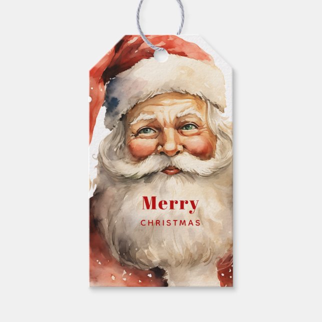Retro Christmas Santa Claus Geschenkanhänger (Vorderseite)
