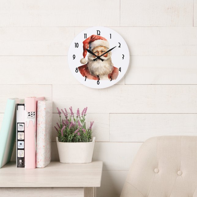 Retro Christmas Santa Claus Große Wanduhr (Lesesaal)