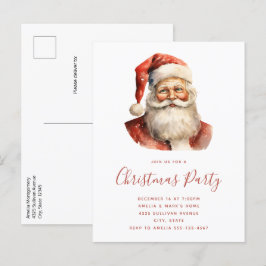 Retro Christmas Santa Claus Party Einladungspostkarte