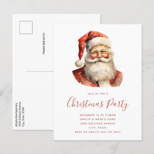 Retro Christmas Santa Claus Party Einladungspostkarte