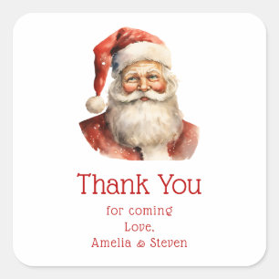 Retro Christmas Santa Claus Party Vielen Dank Quadratischer Aufkleber