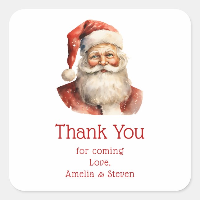 Retro Christmas Santa Claus Party Vielen Dank Quadratischer Aufkleber (Vorderseite)