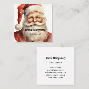 Retro Christmas Santa Claus Quadratische Visitenkarte