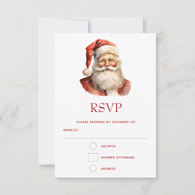 Retro Christmas Santa Claus RSVP Karte (Vorderseite)