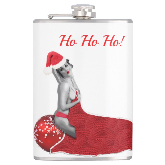 Retro Christmas Santa Pinup Girl del Malcantone Flachmann (Vorderseite)