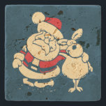 Retro Christmas Santa und sein Reindeer Buddy Steinuntersetzer<br><div class="desc">Feierliche Weihnachten Weihnachten im Retro-Stil gemacht. Der Weihnachtsmann und einer seiner geliebten Rentiere,  ihre Arme um einander herum in einer freundlichen Pose.</div>