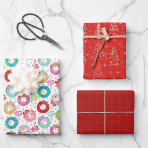 Retro Christmas Set 2 Weihnachten Geschenkpapier Set