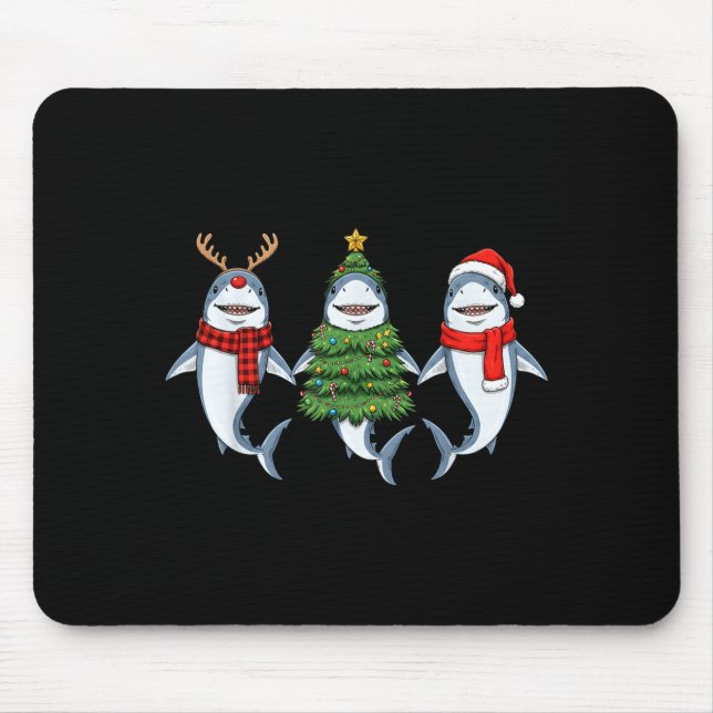 Retro Christmas Shark Santa Reindeer  Mousepad (Vorne)