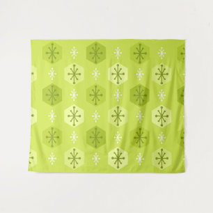 Retro Christmas Snowflakes Chartreuse Wandteppich