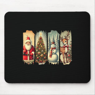 Retro Christmas Squad Santa Snowman Deer Xmas Tree Mousepad