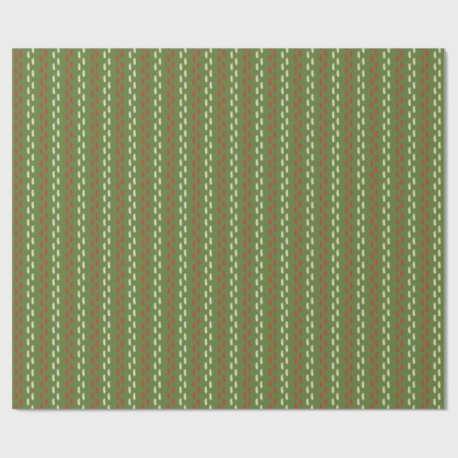 Retro Christmas Stitching Muster Geschenkpapier (Flach)