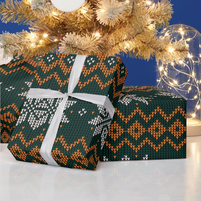Retro Christmas Strick Sweater Holiday Geschenk Geschenkpapier (Feiertage)