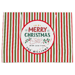 Retro Christmas Stripe Pattern Custom Christmas Große Geschenktüte