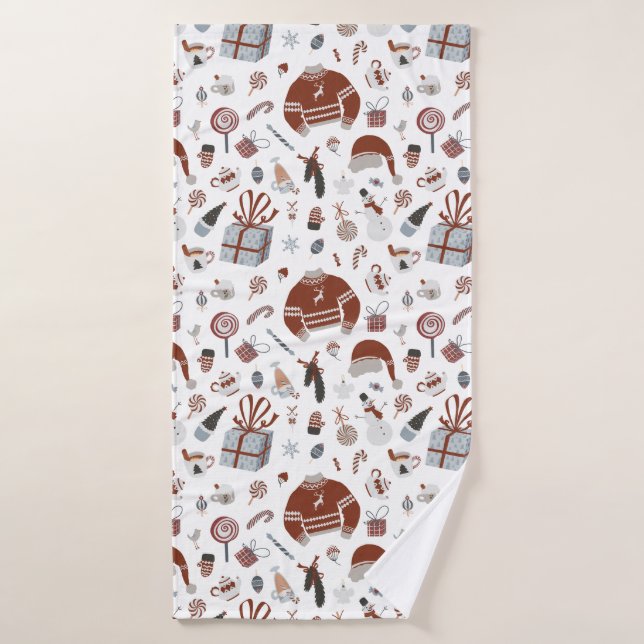 Retro Christmas Sweater Muster Badehandtuch (Badehandtuch)