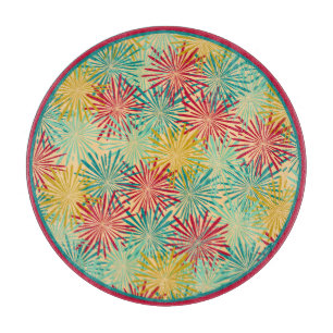 Retro Christmas Tinsel PomPoms (Tropische Farben) Schneidebrett