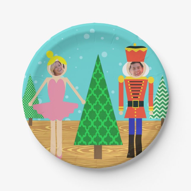 Retro Christmas Toy Parade Foto Paper Plate Pappteller (Vorderseite)