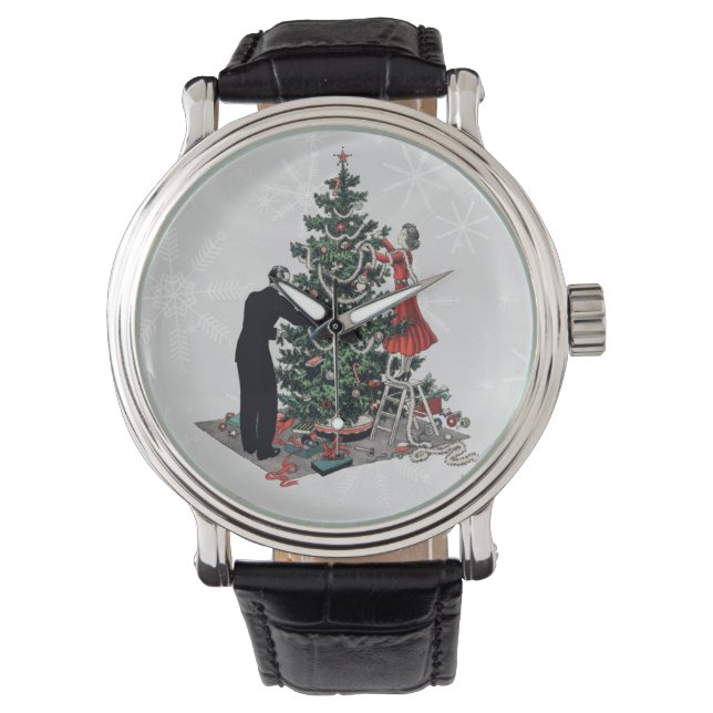 Retro Christmas Tree Armbanduhr (Vorderseite)