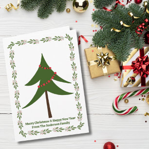 Retro Christmas Tree Berry Wreath 3 Foto Custom Karte