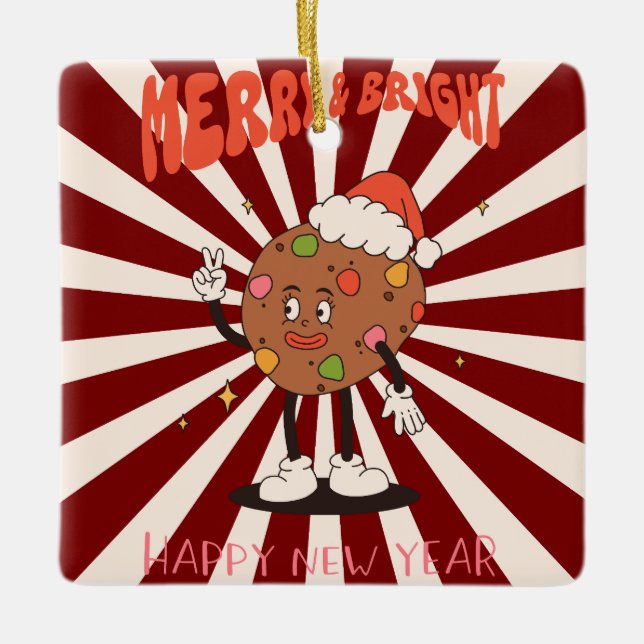 Retro Christmas Tree Cookie Ornament (Vorderseite)