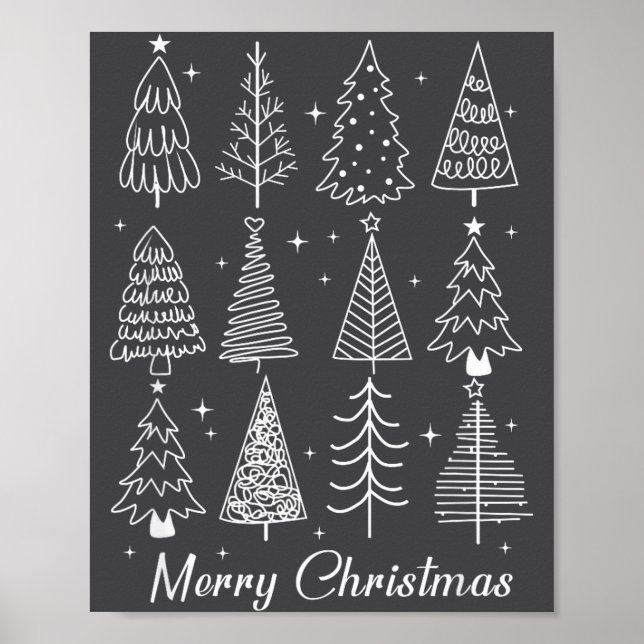 Retro Christmas Tree,funny Christmas Design Tee Wo Poster (Vorne)