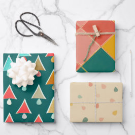 Retro Christmas Tree Muster Geschenkpapier Set