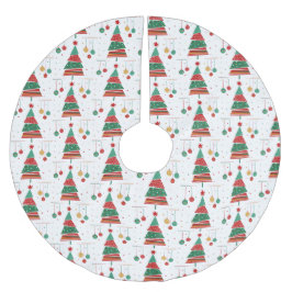 Retro Christmas Tree Muster Polyester Weihnachtsbaumdecke