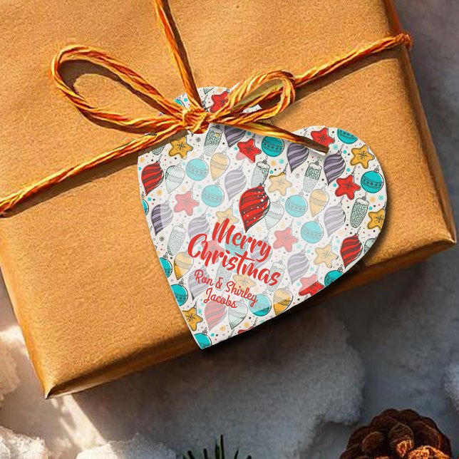 Retro Christmas Tree Ornaments Herz Geschenkanhänger (Retro Christmas Tree Ornaments Heart Favor Tags)