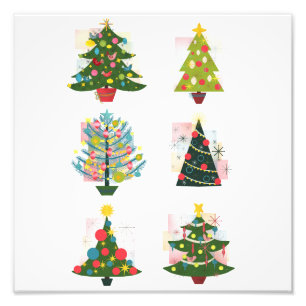 Retro Christmas Trees Fotodruck