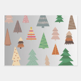 Retro Christmas Trees Geschenkpapier Set