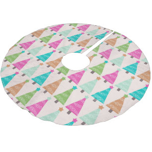 Retro Christmas Trees Holiday Tree Skirt Polyester Weihnachtsbaumdecke