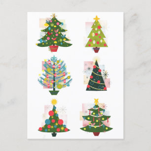 Retro Christmas Trees Postkarte