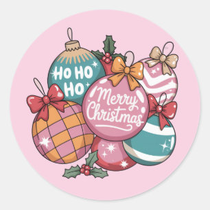 Retro Christmas Trendy Vintag Ho Ho Ho Disco Ball Runder Aufkleber