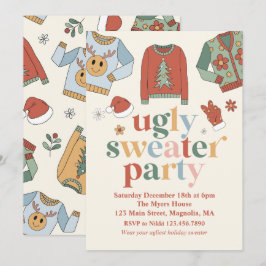 Retro Christmas Ugly Sweater Party Einladung