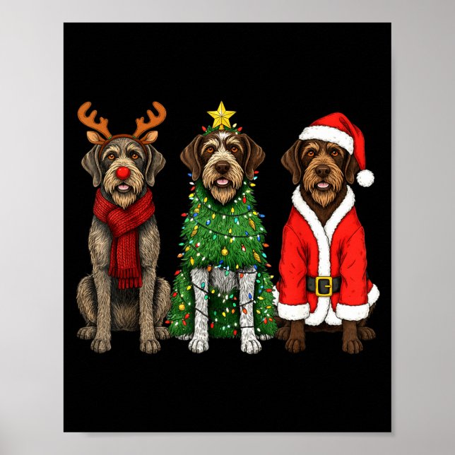 Retro Christmas Wirehaired Inting Griffon Santa Re Poster (Vorne)